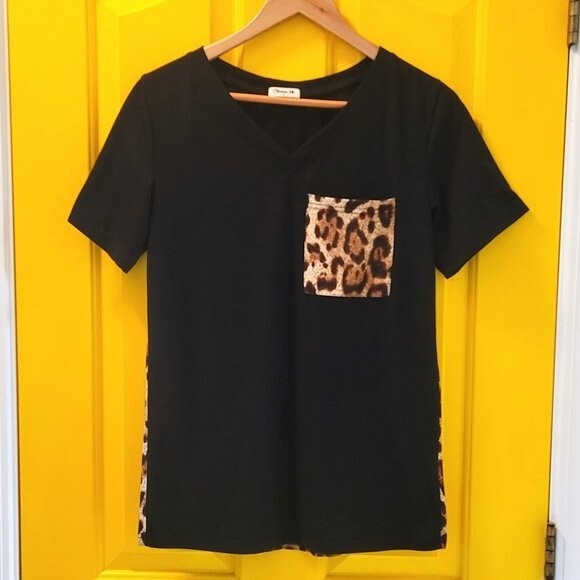 Blooming Jelly Black and Leopard Print Tee - Picture 2 of 11